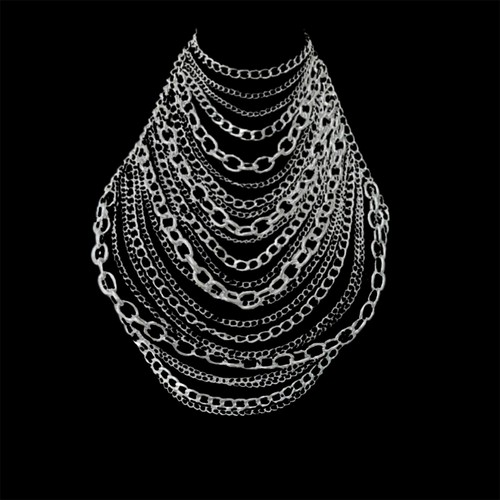 Punk Theme Body Chain Metallic Chest Chain Tassels Necklace Women Body Jewelry - Picture 7 of 8