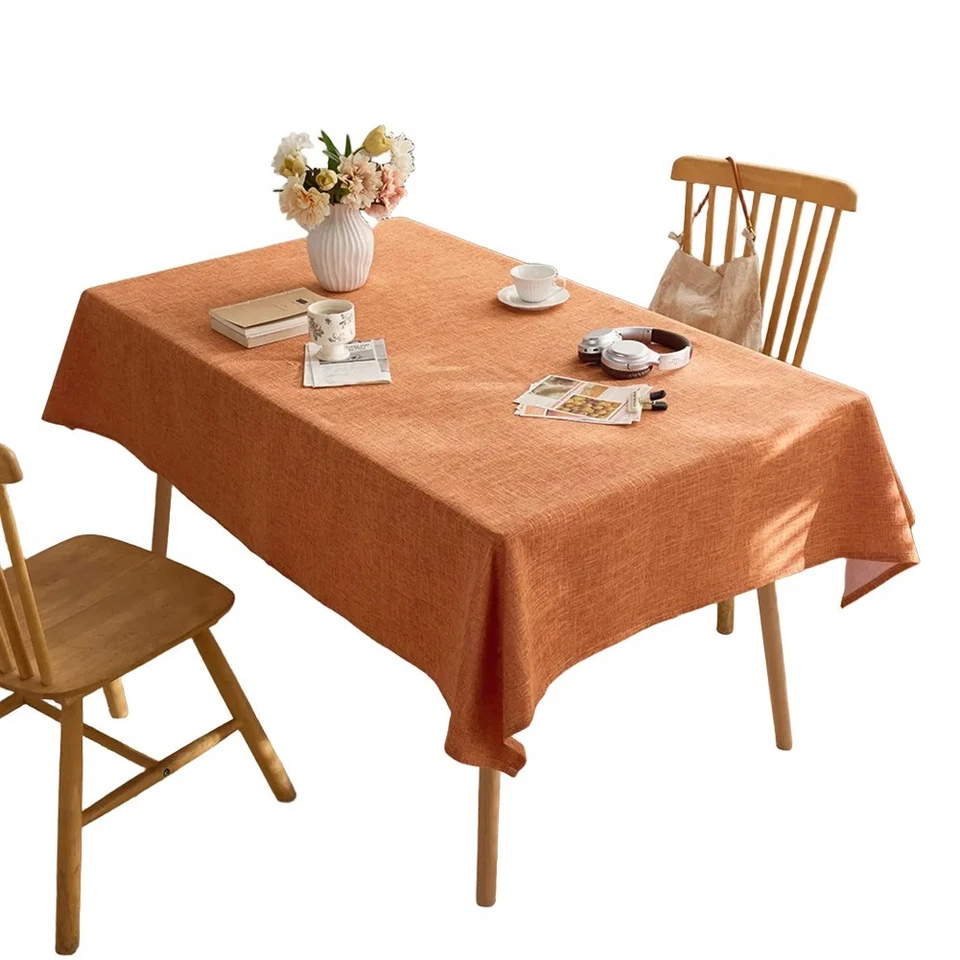Solid Color Thick Tablecloth for Rectangular For Coffee and Dining Tables - Image 4 of 4