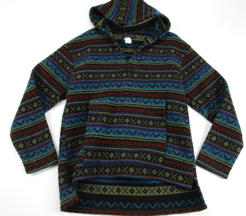 Small Woolrich Wool Boho Hoodie Sweater Knit Noridic geometric made in USA
