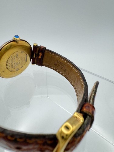 Cartier Must de Vendome Vermeil Quartz Watch Analog Gold Case Leather Strap Used - Picture 7 of 9