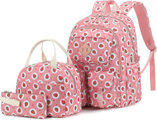School Backpack for Girls, 3PCS Kids Teens Bookbag Set with Lunch Box and Pencil