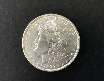 1887 P Morgan Silver Dollar, 90% Silver, Philly Mint, BR Unc, ? Low to Mid MS