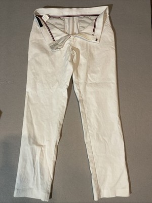 TOMMY HILFIGER Mens White LINEN SLIM FIT Business Dress Pants Slacks 34Wx32L