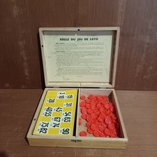 Ancienne Boîte De Jeu Du Loto En Bois, 82 Pions, 28 Planches, Incomplet