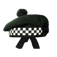 Dark Green Balmoral Cap White Dark Green Diced
