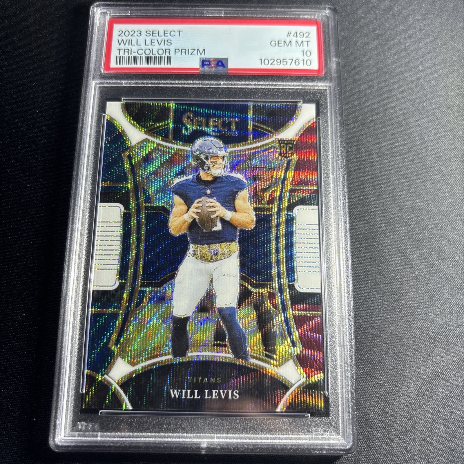 Will Levis 2023 Panini Select Suite Level Tri-Color Prizm /149 PSA 10