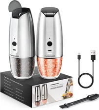 Electric Salt & Pepper Grinder Set Rechargeable Automatic Spice Shakers