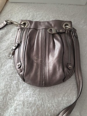 B Makowsky Pewter Pebble Super Soft Leather  Silver Accents Boho Grunge Fairy
