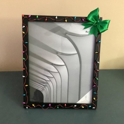 8x10 faux Christmas string lights black picture frame