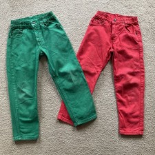 Set of 2 Vintage Little Levi  s Orange Tab Red  Green Denim Jeans, Sz 7