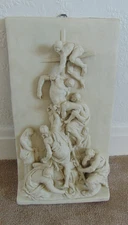 Large  Religious Plaque of Jesus Descent From The Cross 3D Relief ITALY Calle