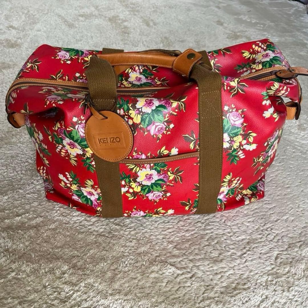 Kenzo Woman Paris Large Boston Bag Pvc X Genuine Leather Floral Pattern Limited