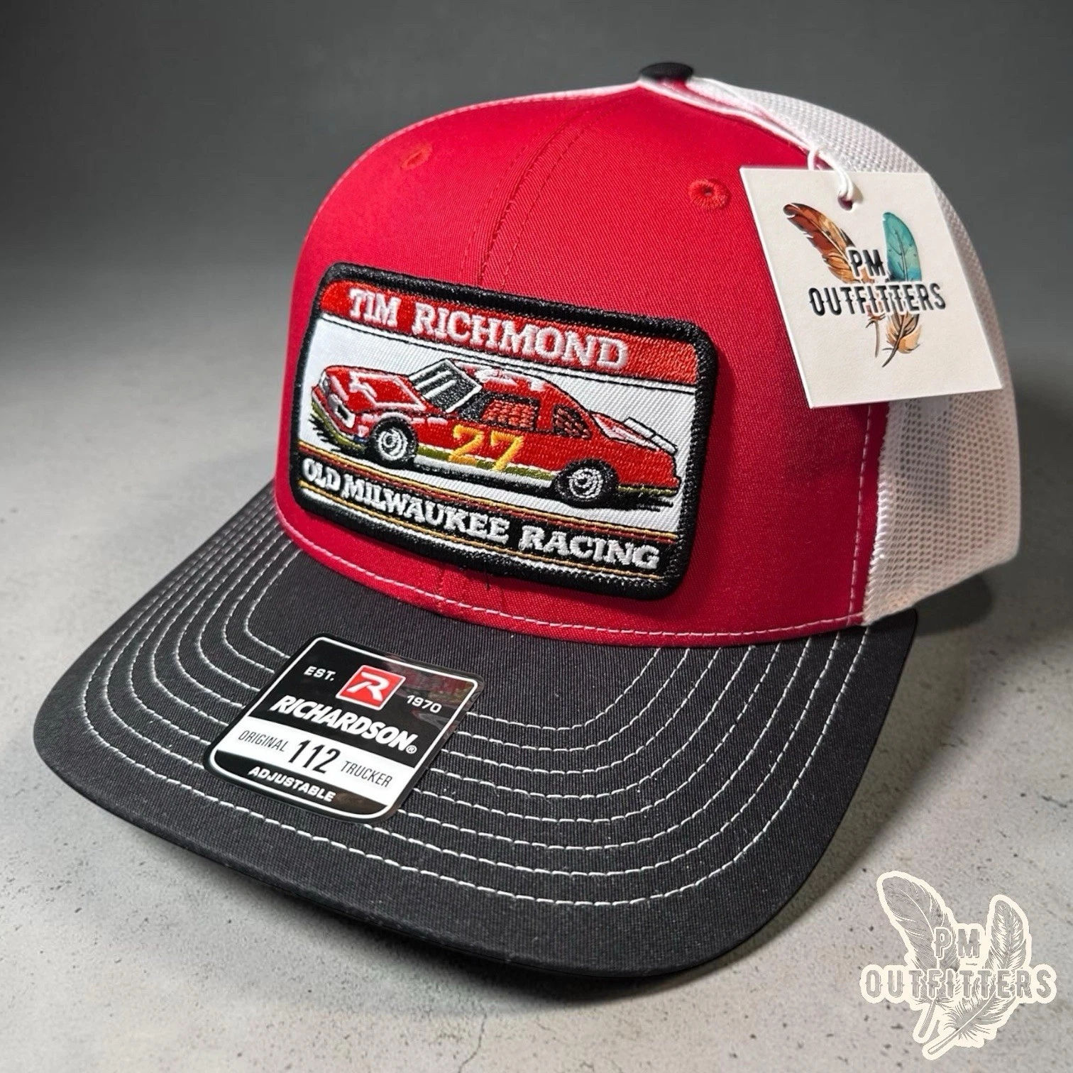 Tim Richmond #27 Old Milwaukee Racing Hat Richardson 112 Red Black White NASCAR