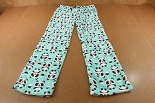 Just Love Juniors Large Mint Panda Print Cozy Fleece Pull On Pajama Pant NWT