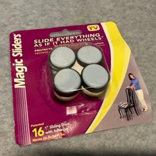 Vtg Magic Sliders Adhesive Furniture Glide 1" Sliding Discs 16pcs AS SEEN ON TV