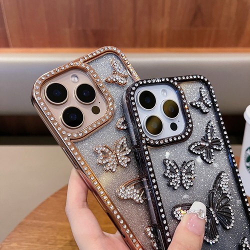 For iPhone 16 Pro Max 15 14 13 12 Glitter Butterfly Shockproof Case Rugged Cover - 第 8/19 張圖片