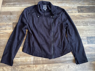 Lysse New York Women s Soft Suede Jacket Size L Black Long Sleeve, Full Zip