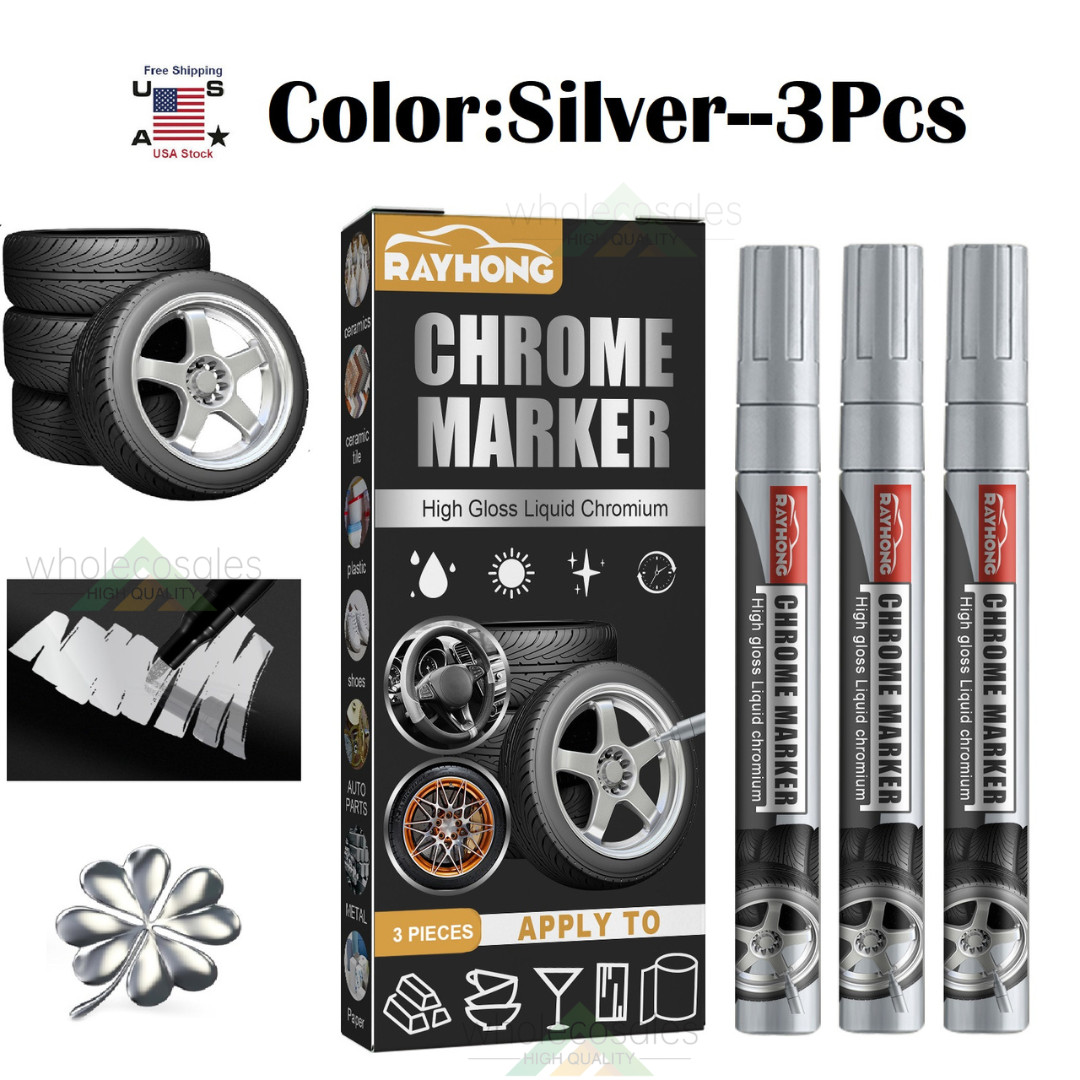 6&times; Liquid Mirror Chrome Marker Set DIY Car Paint Pen Metal 
