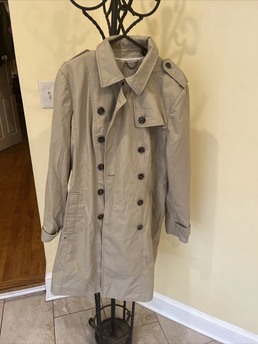 Banana Republic womens XL trench coat tan cotton 2010 pleated back