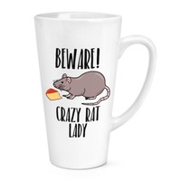 Beware VerrüCkte Ratte Damen 483Ml Groß Latte Becher Tasse - Lustig
