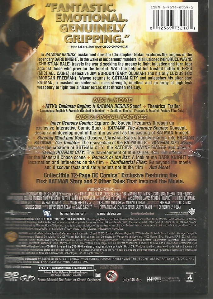 Batman Begins (Deluxe Edition, DVD, 2005) - Image 2 of 2