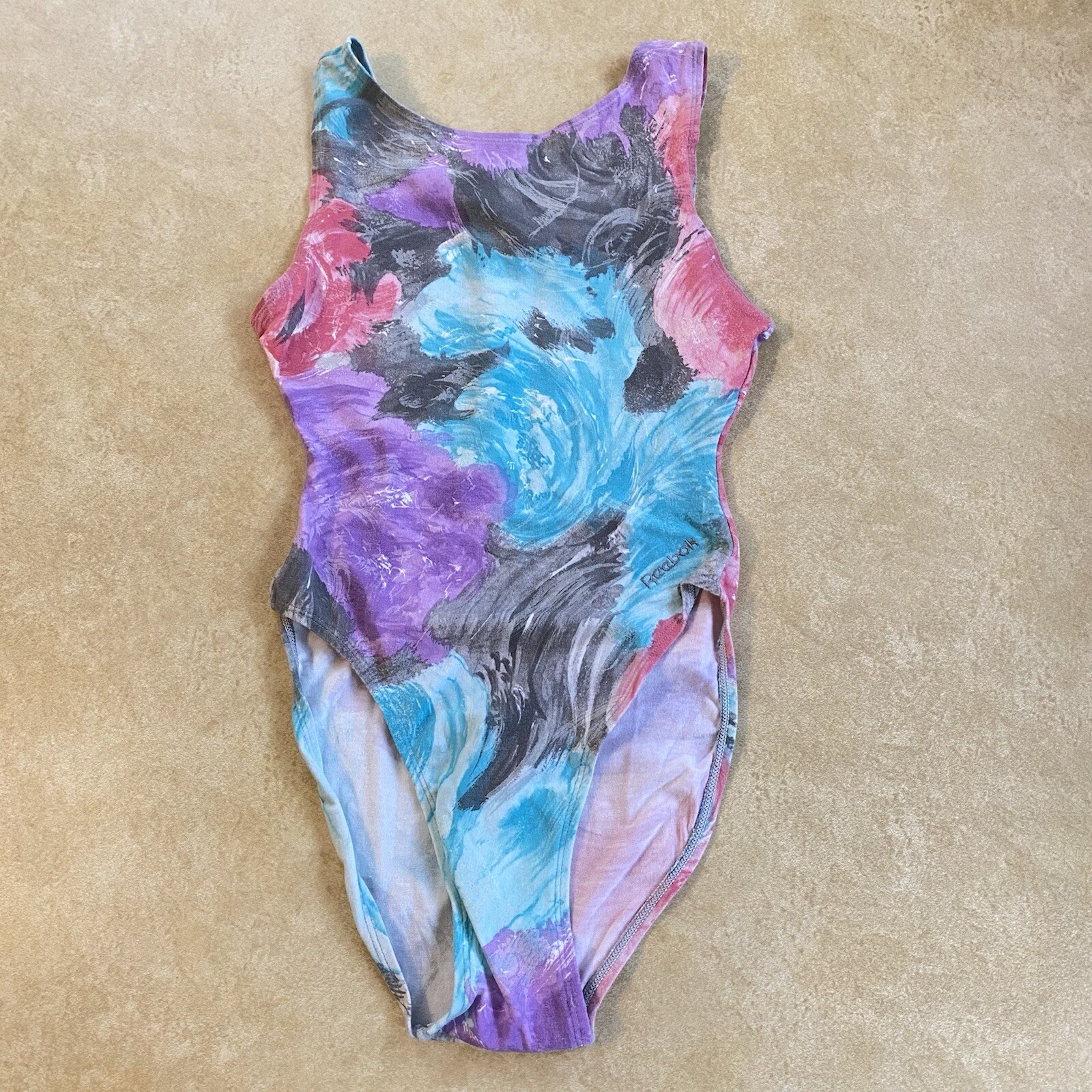 Y2K 80’s Reebok Leotard High Cut leg Cotton Small Gem