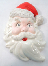 Christmas Vintage 1960's Santa Head Wall Hanger Handcrafted from Era 7 1/2"