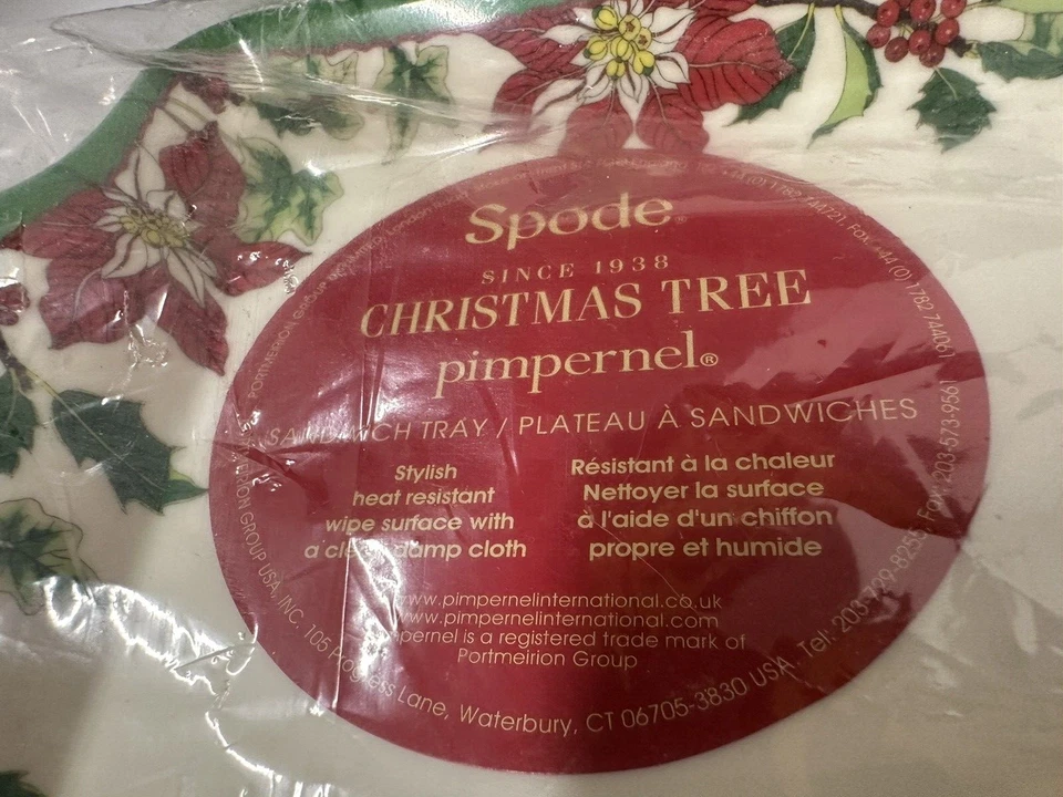 Spode CHRISTMAS TREE Poinsettia Lot of 2 Plastic Sandwich Tray New in Box NIP - Image 4 of 4
