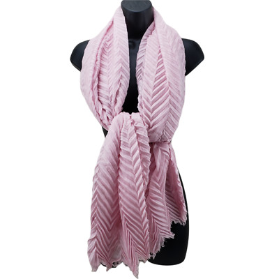 Women's Scarf Pink Crinkled Chevron V Pattern Wrap 30'' x 72'' Rectangle Shawl