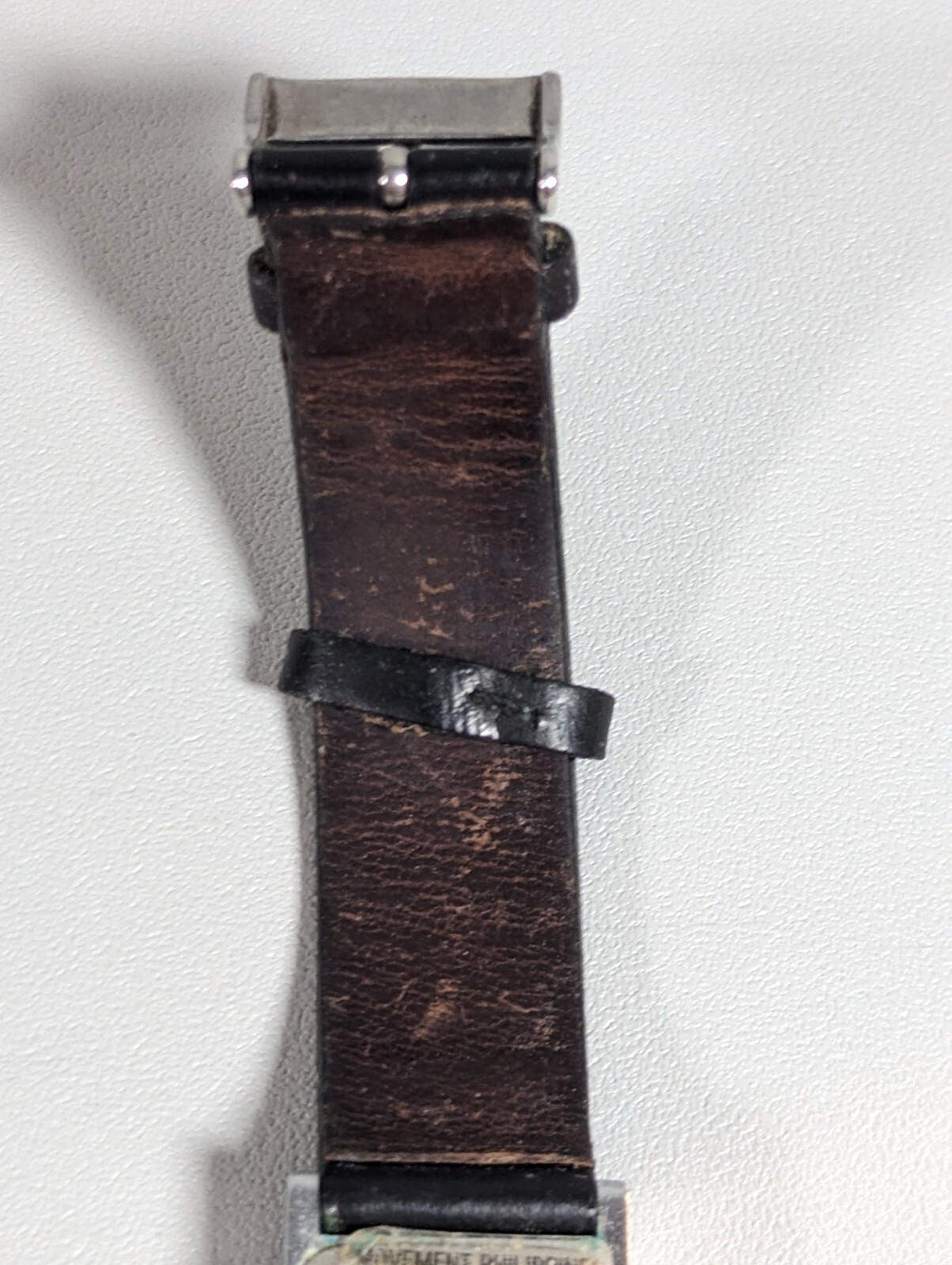Carriage Silver Tone Dial Rectangle Case Black Le… - image 6