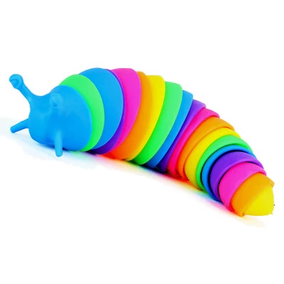TOI-TOYS Flexible Fidget Zappel Schnecke bunt Anti Streß Regenbogen Hand Finger Spielzeug