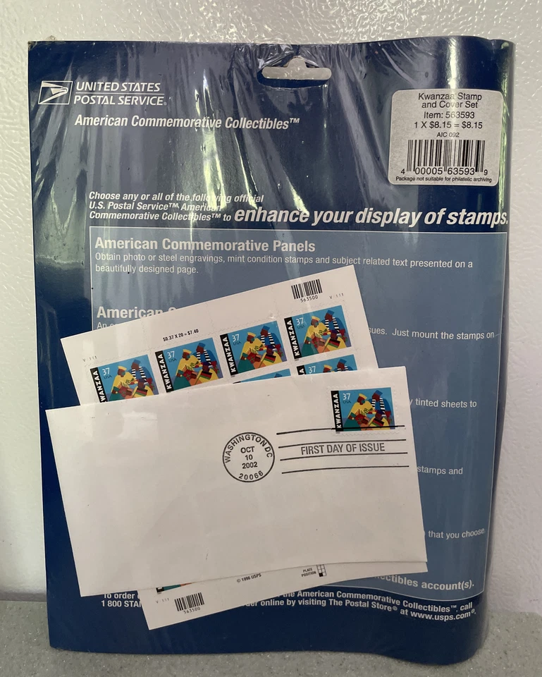 USPS Kwanzaa Stamps First Day of Issue 2002 Set 37 Cent 10/10/2002 New Sealed - Image 2 of 4