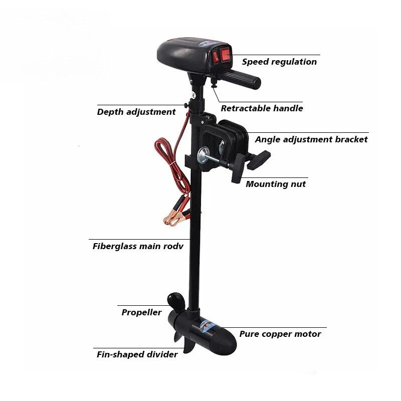 Motor de arrastre eléctrico de empuje de 12 V de 18 lb con popa para bote inflable
