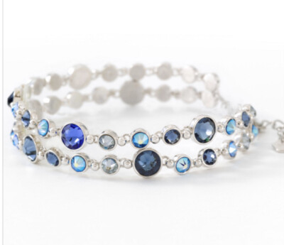  Touchstone Crystal Bracelet Adjustable Blue Rhodium New Condition