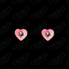 925 Sterling Silver Pink Crystal Mini Heart Earrings Studs Love Women Girls