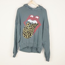 DAYDREAMER Rolling Stones Flocked USA Made Cotton Pullover Hoodie Womens Sz S