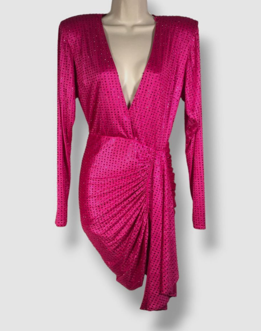 open lace back dress Pink Chiffon Mini Dress with Round Sequins – RAISA VANESSA INT