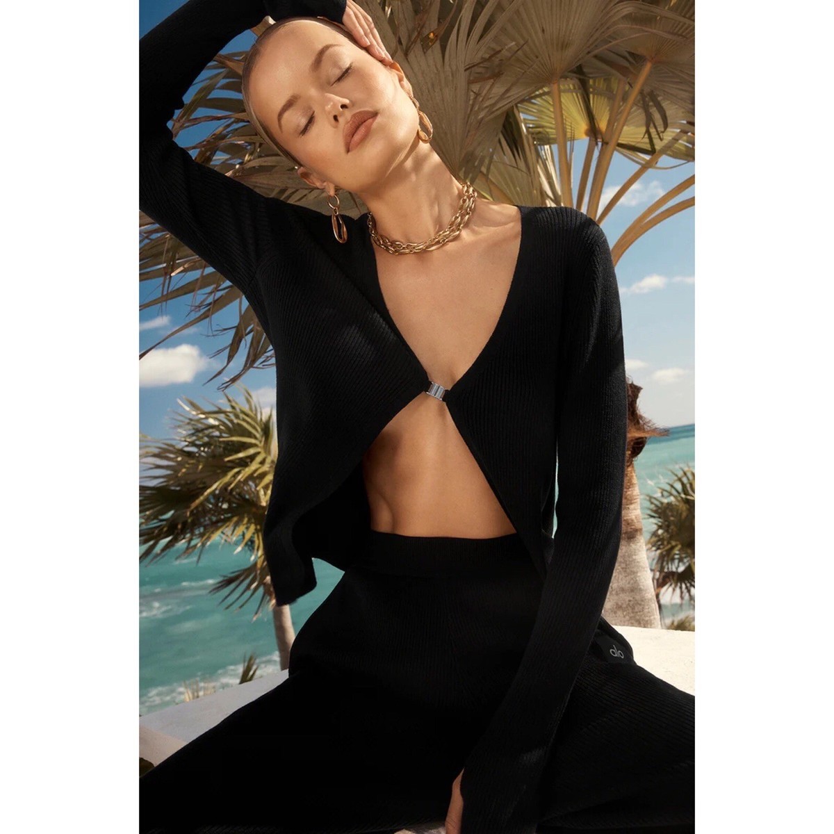 Alo Yoga Knit Salana Cardigan Black XS | eBay