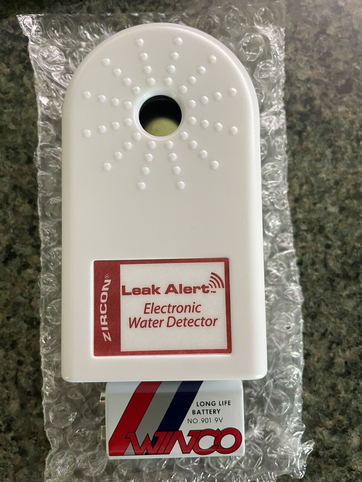 NEW ZIRCON 64003 9 VOLT WATER LEAK ALERT DETECTOR 72 HR RESPONSE LOUD