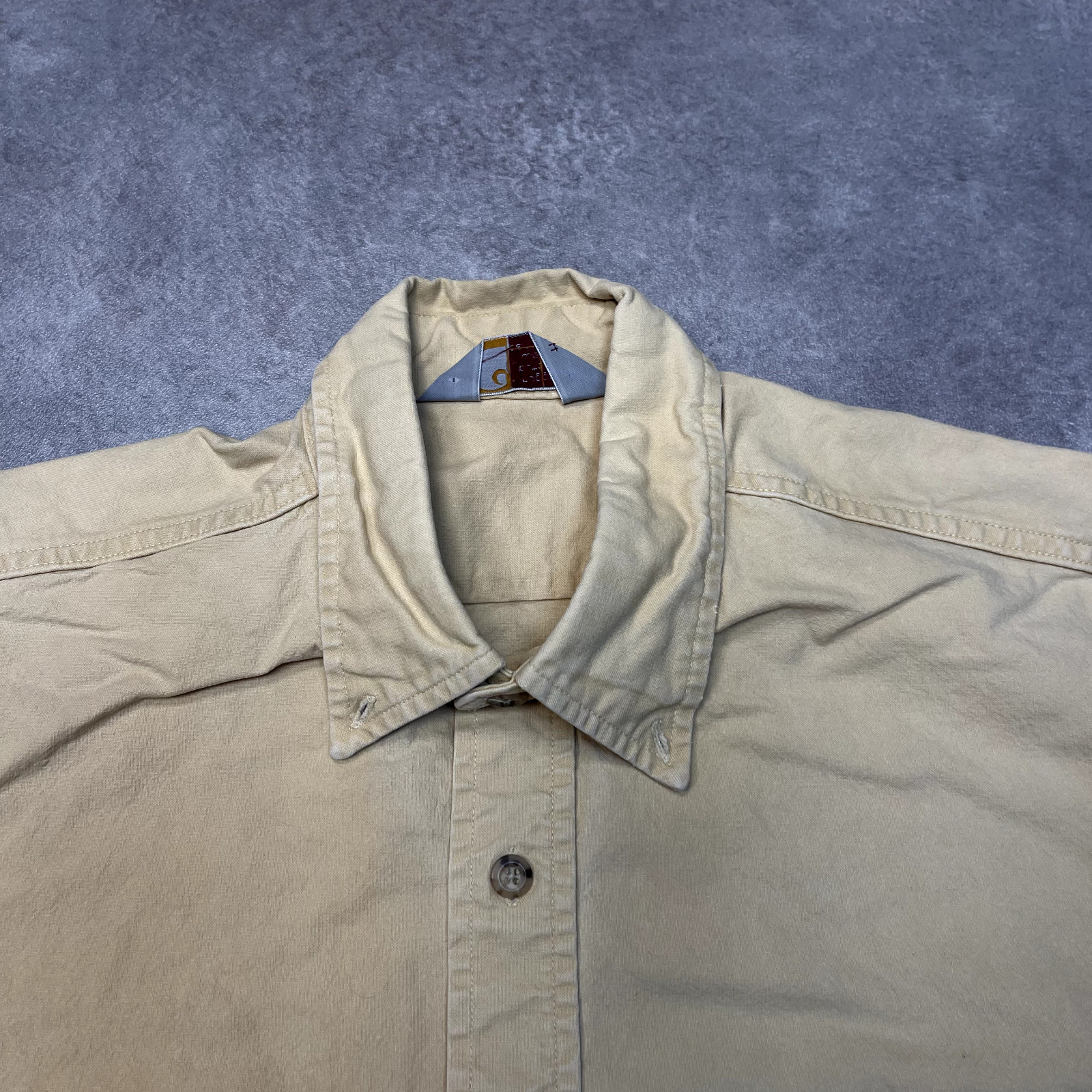 Carhartt Double Pocket Shirt Mens Large Short Sleeve Workwear Button Up Beige image 2