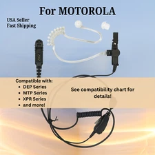 FBI Acoustic Tube PTT Earpiece for Motorola Radios XPR3300, XPR3500e, DP3441