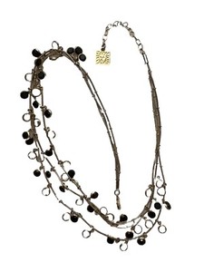 Authentic Anne Klein Black White Crystal Gold Plated Necklace 20-23”