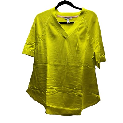 Isaac Mizrahi Live! Size Large Lighteweight Sweater Lime Glow Short Sleeve Top
