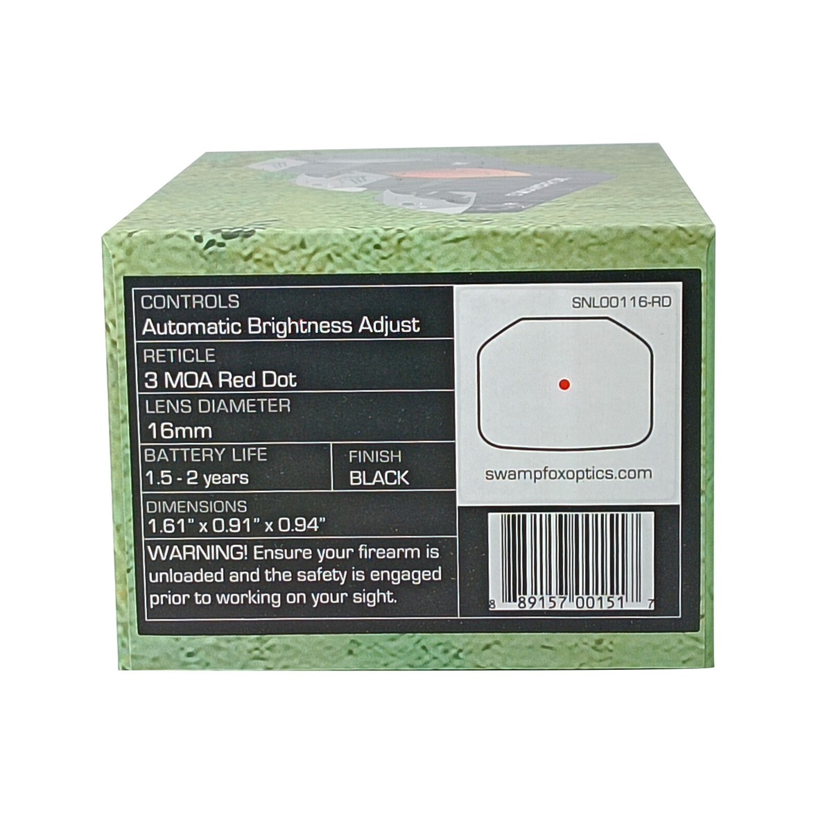 SWAMP FOX Sentinel 1x16 Micro Reflex Sight with Manual Brightness