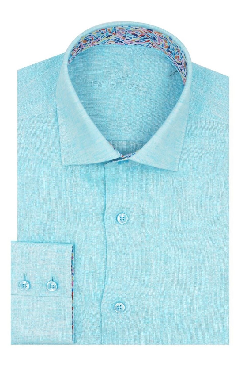 bertigo mens dress shirts Bertigo Men's Blue Geometric Dress Shirt Size 2 Travel Style Designer