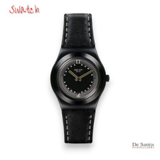 Swatch CANONERO YLB1002 Montre Noire Cuir Unisexe Vintage
