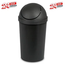 3 Gal. round Swingtop Wastebasket Plastic, Black