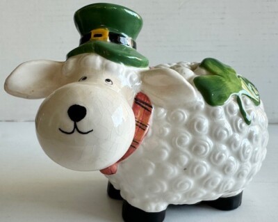 DEMDACO Tender Blessings Ceramic Lamb Piggy Bank - White Lamb Money Bank For Kids, Nursery Decor, 6x6.5 Inches