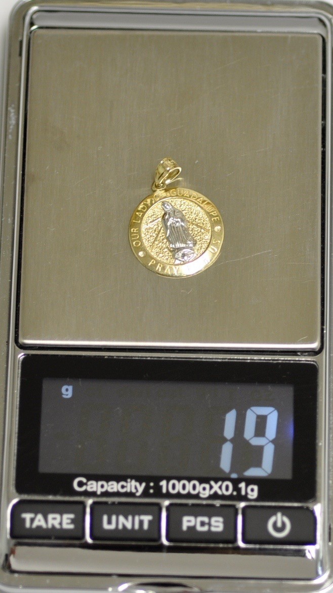 Real 14k Solid Two Tone Gold Our Lady of Guadalupe Charm Pendant " Pray ...