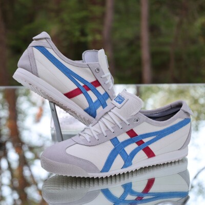 Onitsuka Tiger スニーカー ホワイト/ブルー/レッド Onitsuka Tiger Mexico 66 SD White Blue Men's Size 8.5 Custom